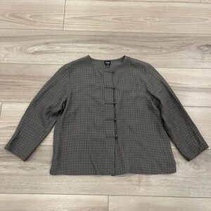 Eileen Fisher Fine Women's Silk and Linen Knot Closure Jacket Size L